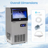 Stainless steel commercial ice maker dimensions with storage capacity of 25 lbs, designed for home, office, or cafe use.