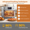 Stainless steel countertop convection oven with 26 QT capacity, 1700W power, and 14 cooking modes for versatile meal.