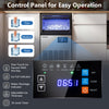 Control panel of the stainless steel ice maker showing settings for ice thickness and operational indicators.