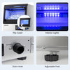 Flip cover and interior lights of the stainless steel spray ice maker with 30 lbs capacity for easy access and.