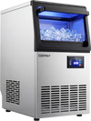 Stainless Steel Spary Ice Maker with 30 LBS Storage Capacity and 80 LBS Per Day