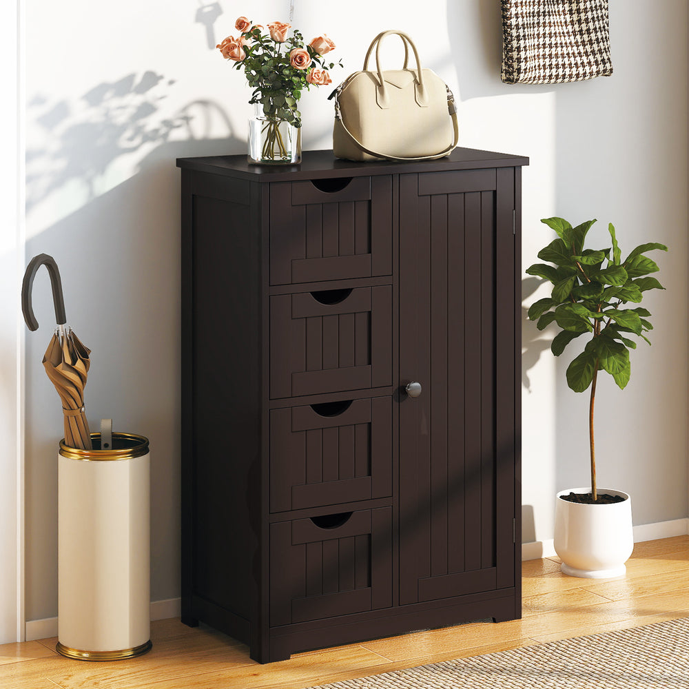Standing Indoor Wooden Cabinet with 4 Drawers-Brown - Gallery View 1 of 10