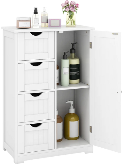 Costway Free-Standing Wooden Storage Cabinet 4 Drawers Door Cabinet 09185426 New