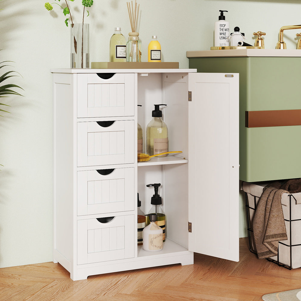 Standing Indoor Wooden Cabinet with 4 Drawers-White - Gallery View 1 of 10