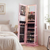 Standing Jewelry Cabinet with Adjustable LED Lights-Pink - Gallery View 1 of 10