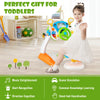 Kids steering wheel pretend play toy set with lights and sounds, featuring a rotary switch and included stool for.