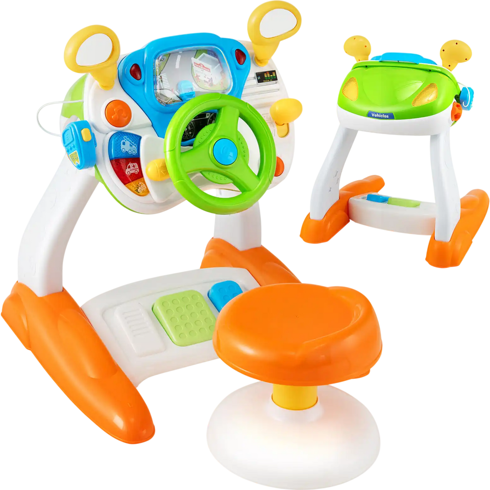 Kids Steering Wheel Pretend Play Toy Set with Lights and Sounds