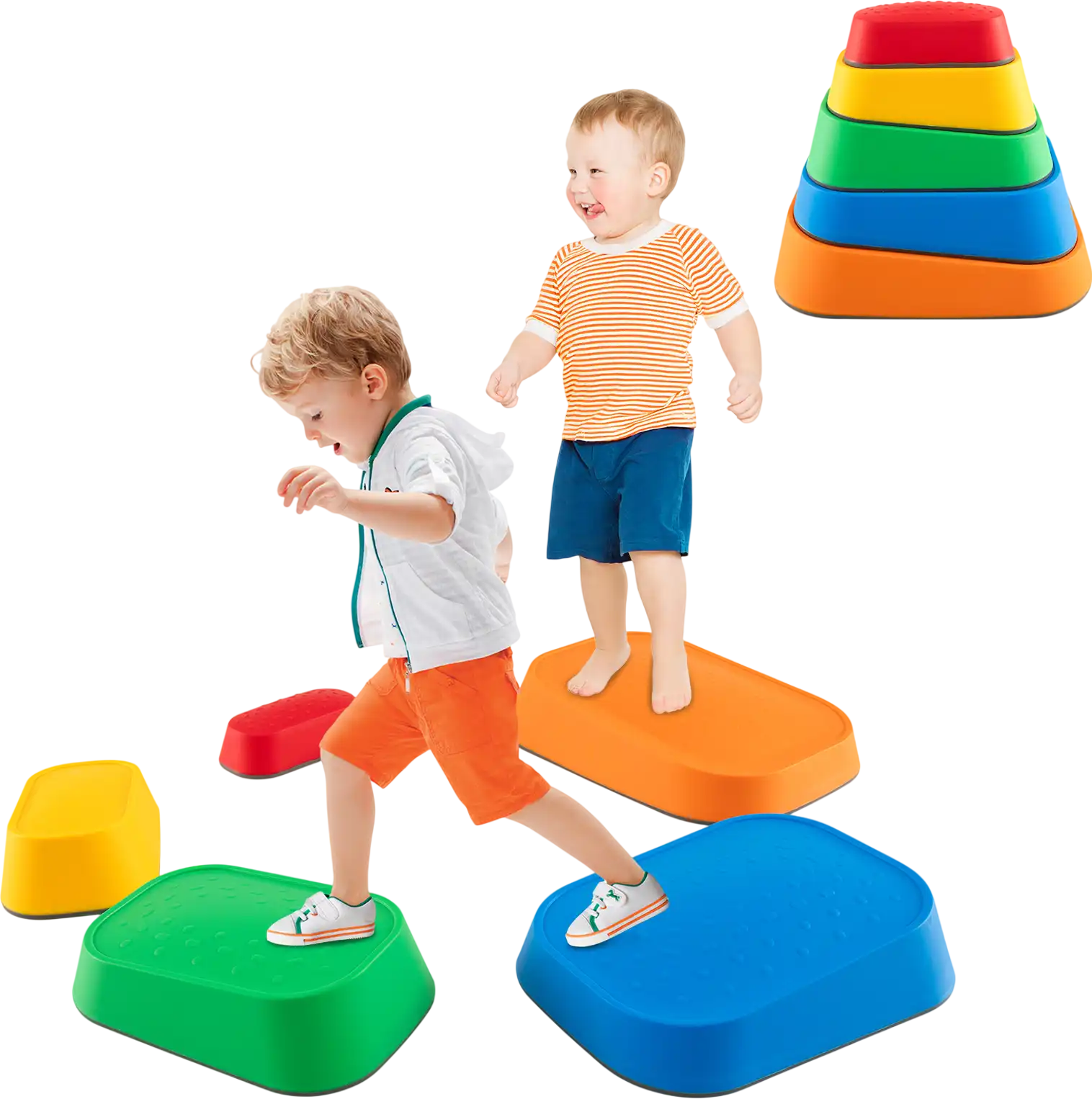 Costway Kids Non-Slip Stepping Stone River Stone Set 5-Pc 23383687 New