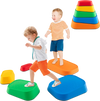 Bright green stepping stone for kids, designed for balance and coordination, featuring a non-slip surface for safe play.