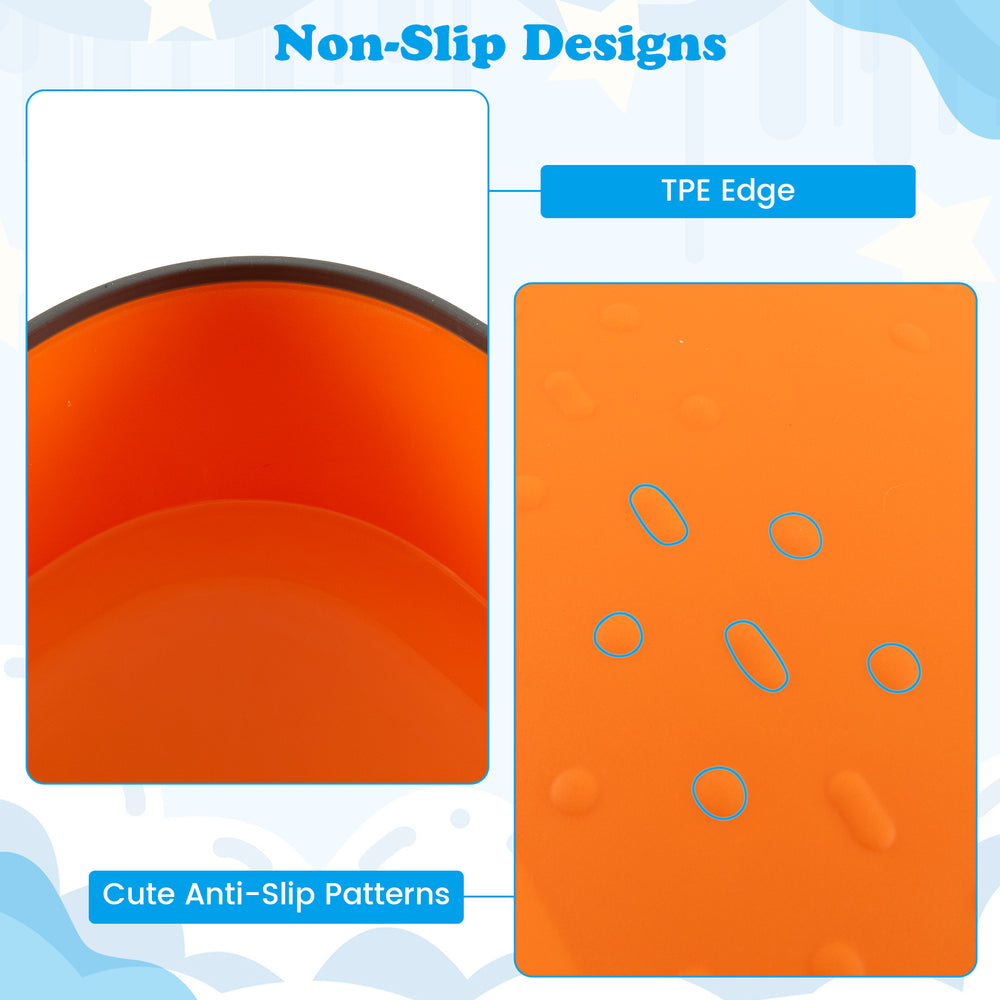 Close-up of the non-slip TPE edge and cute anti-slip patterns on the multicolor stepping stones for kids' safety.