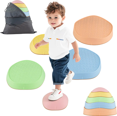 Costway Kids Non-Slip Balance Stepping Stones 5 Pc w/ Storage Bag 75781031 New