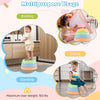 Colorful non-slip balance stones for kids, ideal for building, sitting, and standing, with a convenient storage bag.