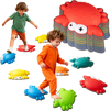 Colorful non-slip toddler stepping stones in crab shapes, promoting balance and motor skills for indoor or outdoor play.