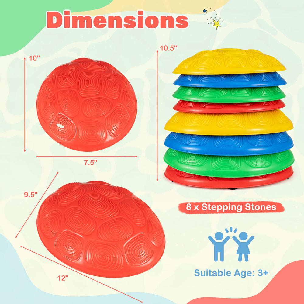 Red non-slip stepping stone from the 8-piece set, designed for kids' balance play and sensory development.