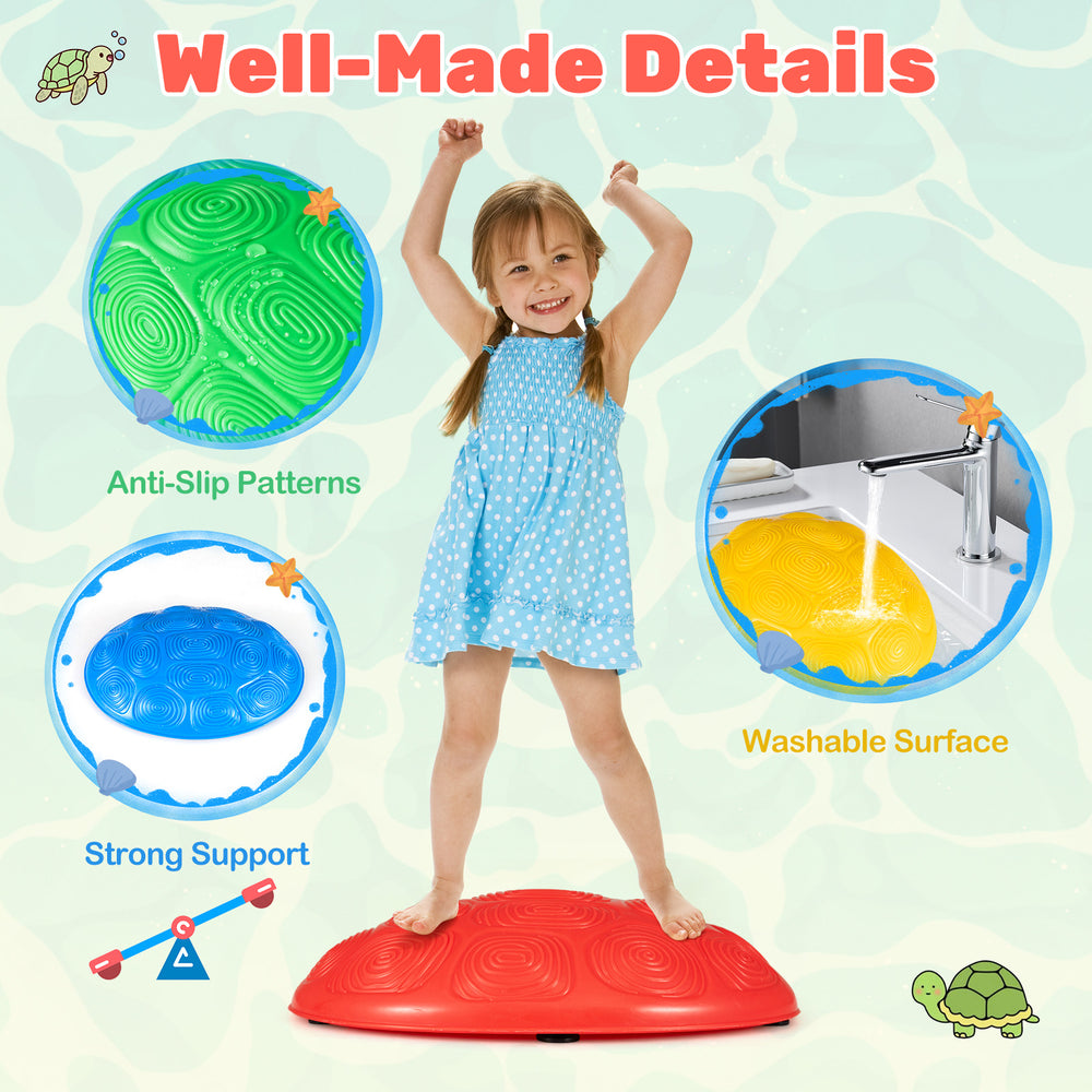 Colorful non-slip toddler stepping stones with anti-slip patterns, strong support, and washable surface for safe play.
