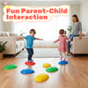 Colorful non-slip toddler stepping stones for balance play, enhancing motor skills and parent-child interaction indoors.