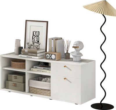 Costway TV Console Storage Cabinet 2 Drawers 4 Cubes 49