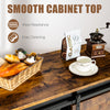 Rustic brown industrial storage cabinet top with coffee setup, featuring wear-resistant surface and easy cleaning.