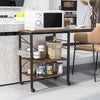 3-Tier Kitchen Baker's Rack Microwave Oven Storage Cart with Hooks-Rustic Brown - Gallery View 1 of 10