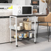 3-Tier Kitchen Baker's Rack Microwave Oven Storage Cart with Hooks-Deep Brown - Gallery View 1 of 10