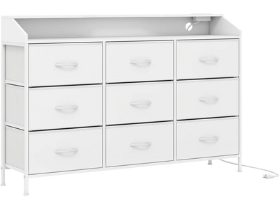 Costway 9-Drawer Fabric Storage Organizer Dresser with LED Lights 93722791 New