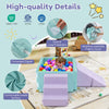 3-in-1 soft play set featuring purple suede fabric, includes ball pit, ramp, and staircase for toddlers' imaginative.