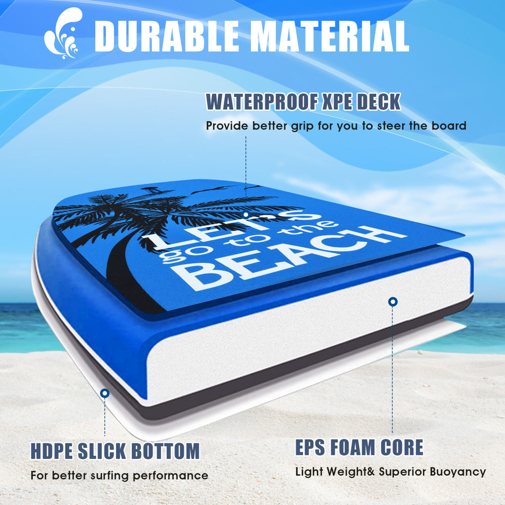 Super lightweight bodyboard with waterproof XPE deck and HDPE bottom, ideal for outdoor surfing adventures.