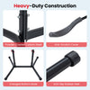 Heavy-duty adjustable bike storage rack features powder-coated carbon steel, anti-scratch cover, and anti-slip rubber.