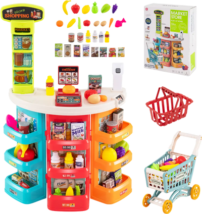Costway Kids Grocery Store Supermarket Playset w/ Shopping Cart 76 Pc 41752242 New