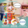 Supermarket playset with shopping cart, scanner with sound and light, and simulated scale for kids' role-playing fun.