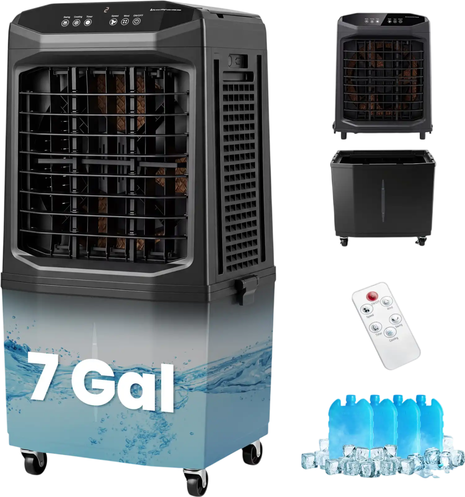 Costway 1800 CFM Evaporative Air Cooler Swamp Cooler 7 Gal Detachable Water Tank 51833451 New