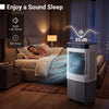 Swamp cooler with 2100 CFM airflow, 35dB low noise, and 7.2 Gal tank, ideal for efficient cooling in bedrooms.