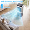 Evaporative air cooler with wide oscillation, 2100 CFM airflow, and 7.2 Gal tank for efficient home cooling.