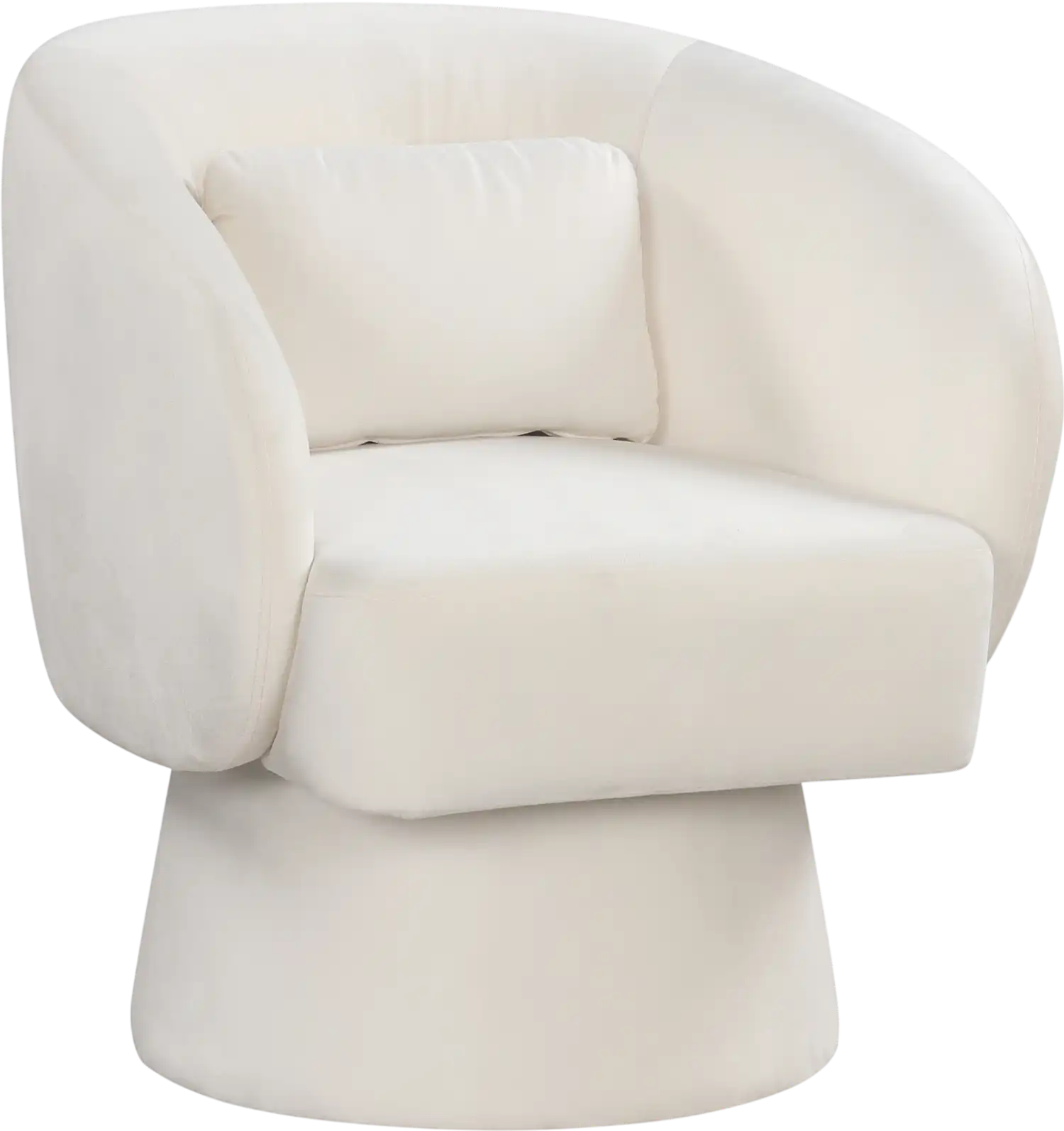 Costway Swivel Upholstered Barrel Accent Chair w/ Lumbar Pillow 92214762 New