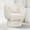 Swivel Accent Chair Upholstered Barrel Chair with Curved Back and Removable Lumbar Pillow-Beige - Gallery View 1 of 9