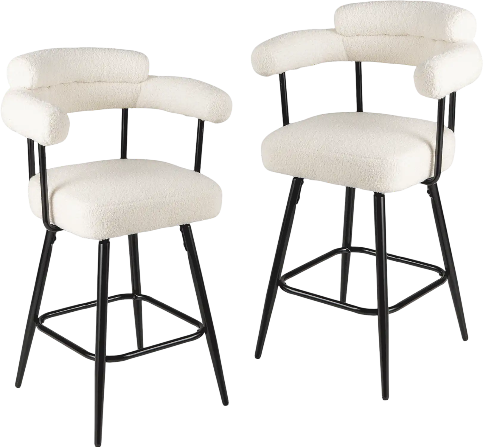 Costway Swivel Counter Height Bar Stool Set of 2 with Curved Back Arms 38820442 New