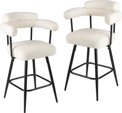 Costway Swivel Counter Height Bar Stools Set of 2 Curved Back Arms 38820442 New