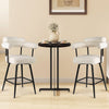 Swivel bar stool set of 2 with curved back and arms, featuring premium boucle cover for kitchen island or bar tables.