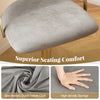 Swivel bar stool seat in grey Dutch velvet with high-density sponge for superior comfort and adjustable height feature.