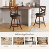 Set of 2 swivel bar stools with soft cushion and elegant hollow backrest, ideal for kitchen or café use.