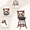 24-inch swivel bar stool with elegant hollow backrest, soft cushion, and sturdy wood legs for kitchen or dining use.