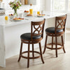 Swivel Bar Stools Set of 2 with High Backrest and Wood Frame-24 Inches - Gallery View 1 of 8