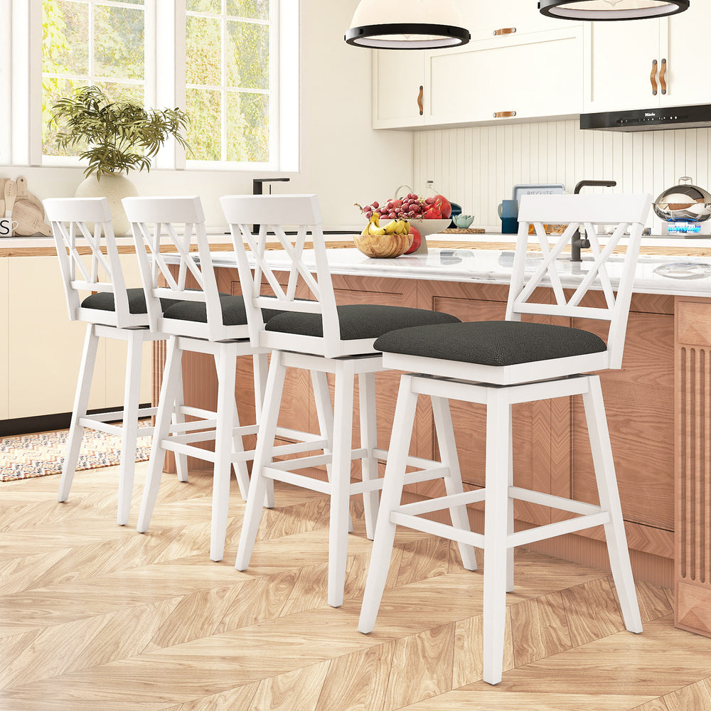 Swivel Bar Stools Set of 4 Counter Height Barstools with Backrest Upholstered Seat Cushion-29 Inches - Gallery View 1 of 9