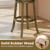 Swivel bar stool with soft-padded seat and curved backrest, crafted from solid rubber wood for reliable support.