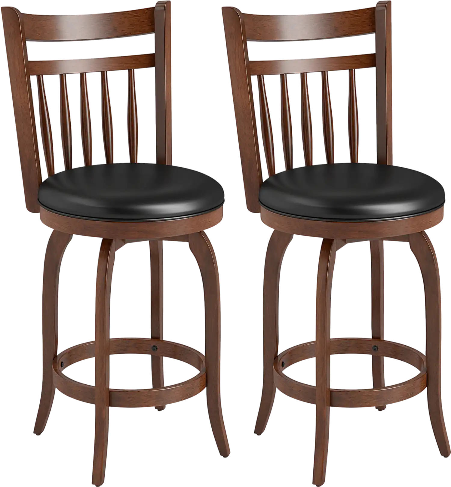 Costway Swivel Faux Leather Upholstered Counter Height Bar Stools Set of 2 34843314 New