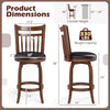 Counter height swivel bar stool with faux leather upholstery, curved backrest, and solid rubber wood for kitchen or.