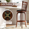Swivel bar stool with solid rubber wood, faux leather upholstery, and reinforced X-shaped structure for kitchen island.