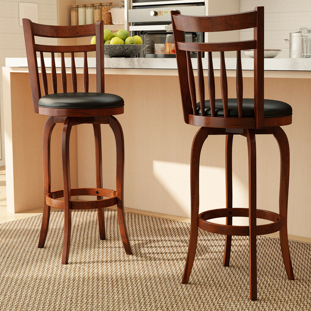 Swivel Bar Stools Set of 2 Counter Height Faux Leather Upholstered Barstools-29 Inhces - Gallery View 1 of 9