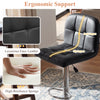 Black swivel bar stool with ergonomic support, faux leather, and adjustable height for kitchen or dining room use.