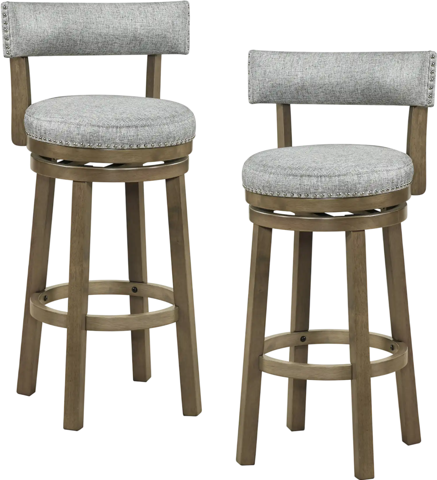 Costway Swivel Linen Upholstered Bar Stools with Back Set of 2 98819314 New